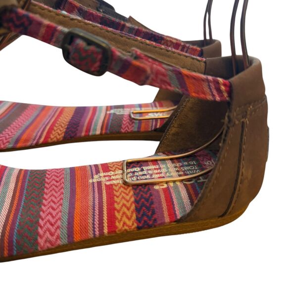 Toms Playa Tribal Womens Ankle Strap Thongs Flip Flops Leather Summer Shoes 6.5 - Picture 9 of 16
